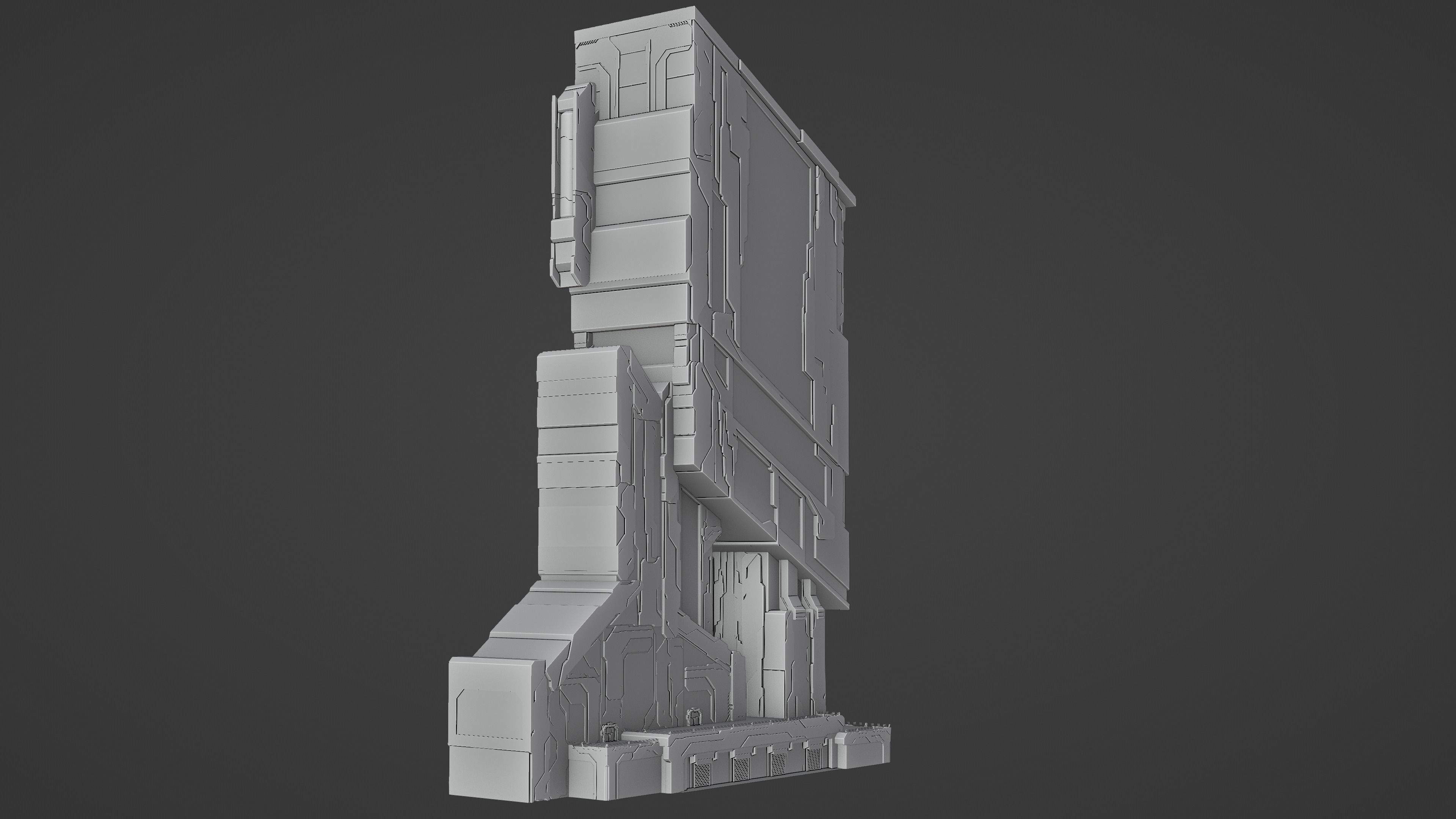 Scifi Futuristic building Free low-poly 3D model_6