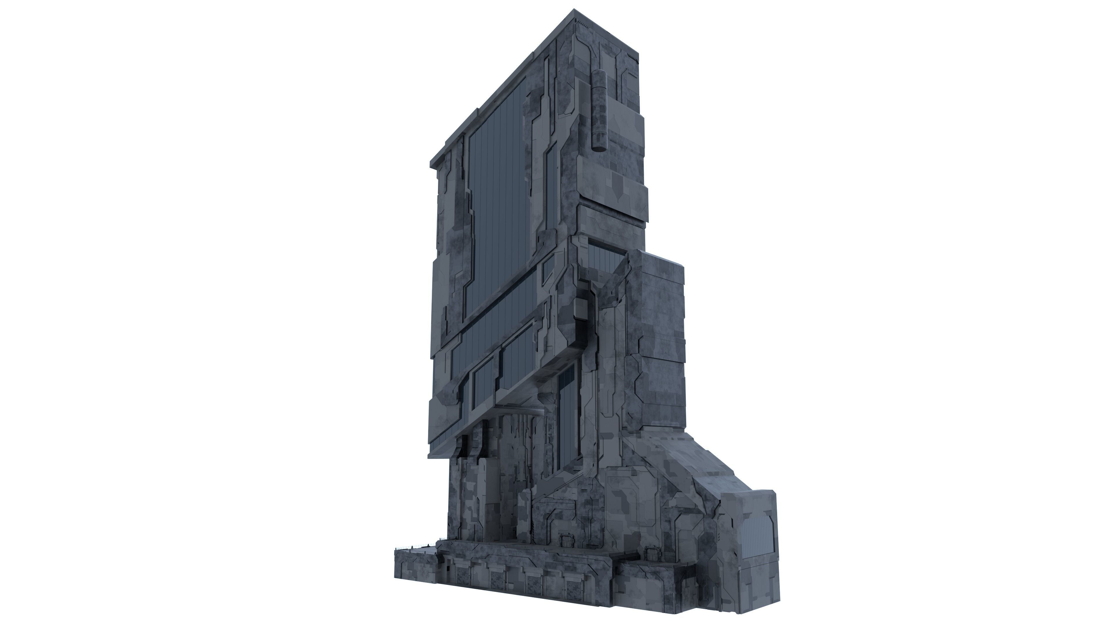 Scifi Futuristic building Free low-poly 3D model_1