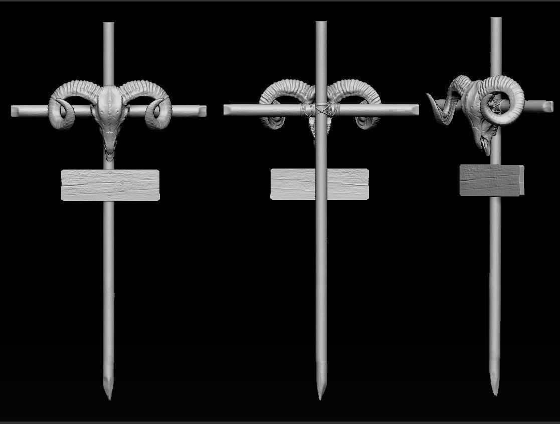 Pointer Ram Skull 3D print model_17