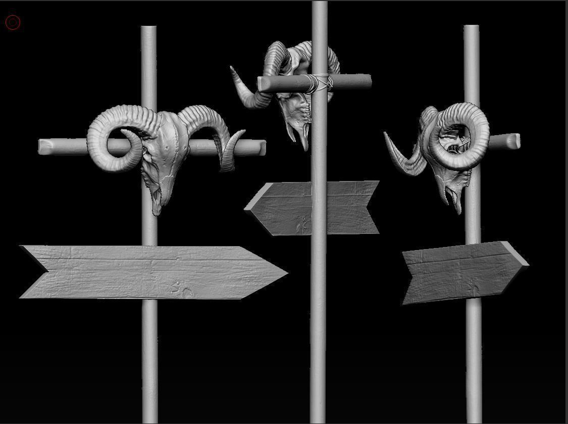 Pointer Ram Skull 3D print model_7