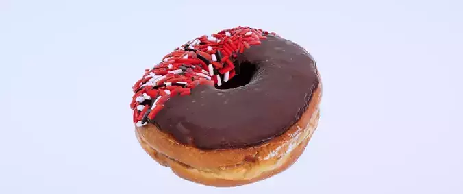 8k Chocolate Doughnut with Half Sprinkles - 5 Levels of Detail Low-poly 3D model