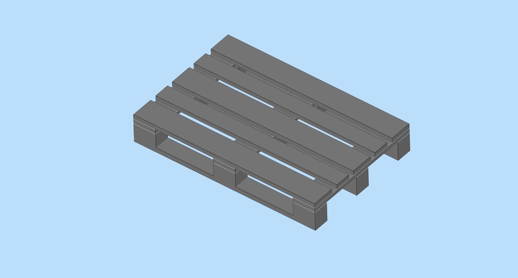 STL printable Wood Pallet and Road Safety Cones 3D print model_4