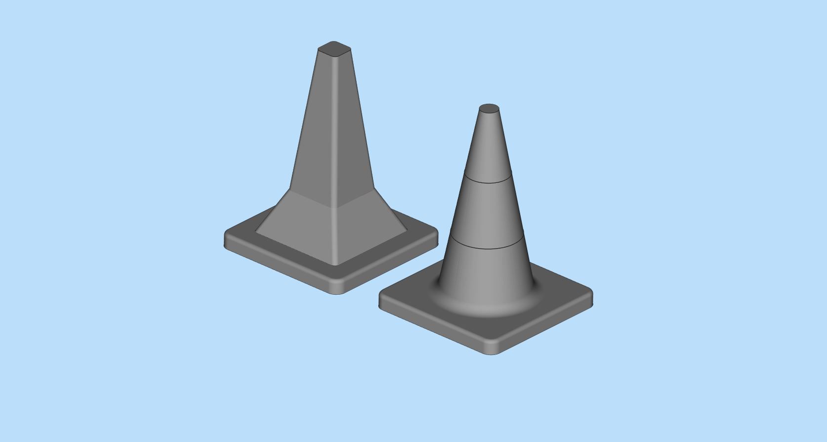 STL printable Wood Pallet and Road Safety Cones 3D print model_5