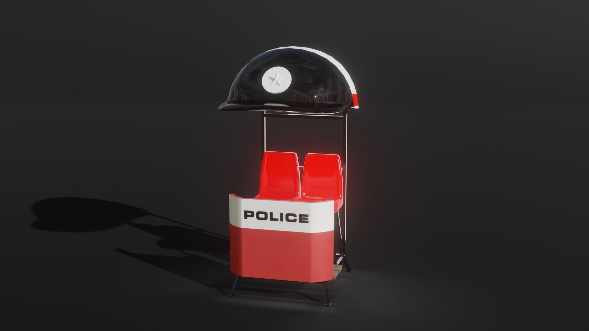 Police booth 3D model Low-poly 3D model_1