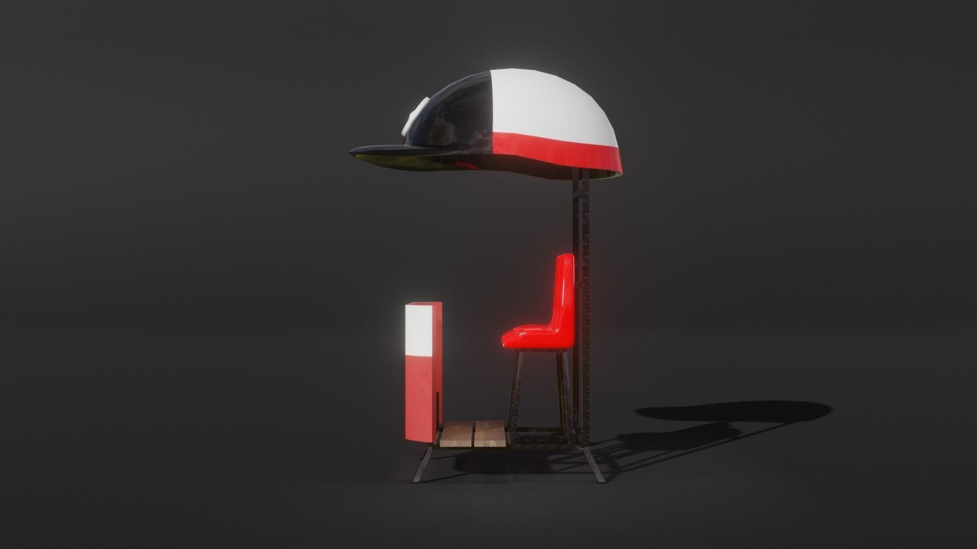 Police booth 3D model Low-poly 3D model_2