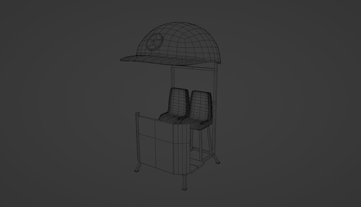 Police booth 3D model Low-poly 3D model_5