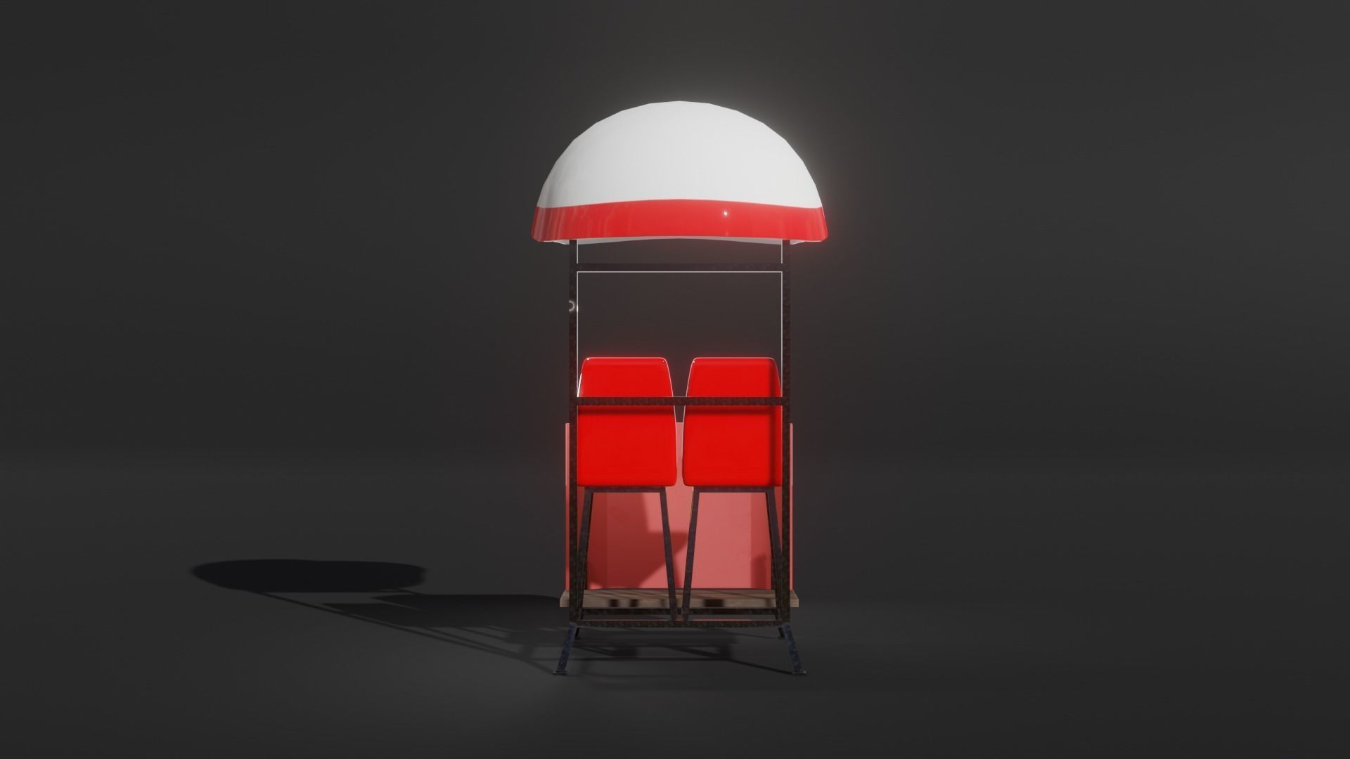 Police booth 3D model Low-poly 3D model_4
