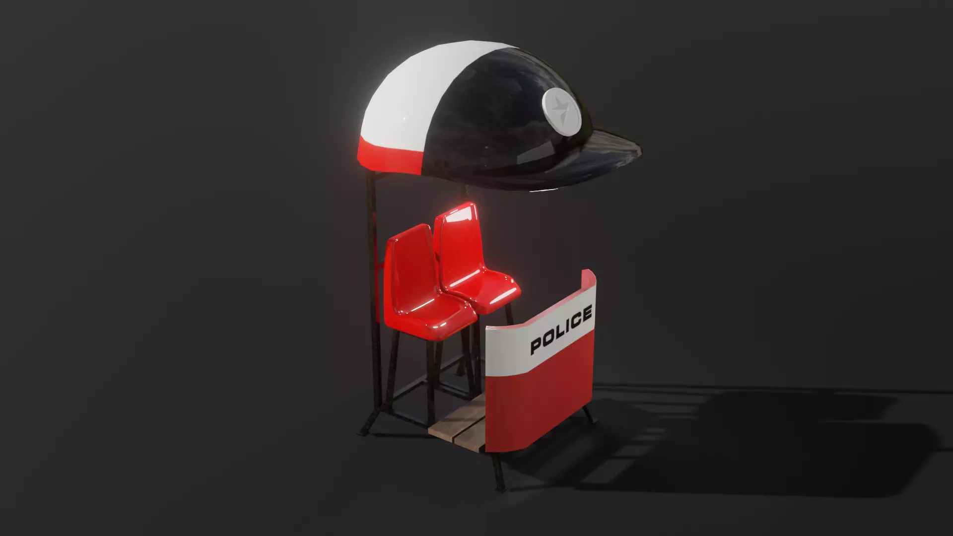 Police booth 3D model Low-poly 3D model_0