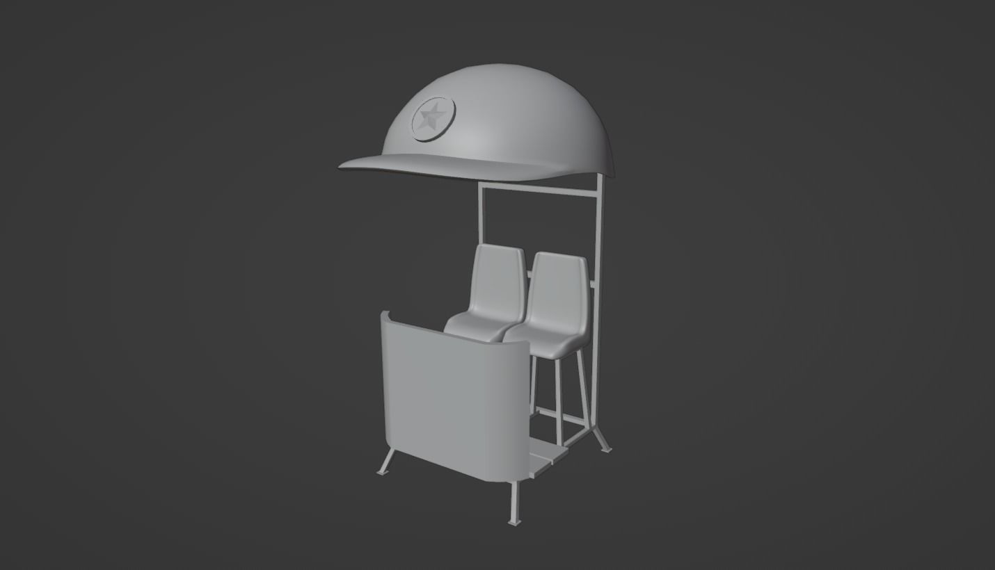 Police booth 3D model Low-poly 3D model_6