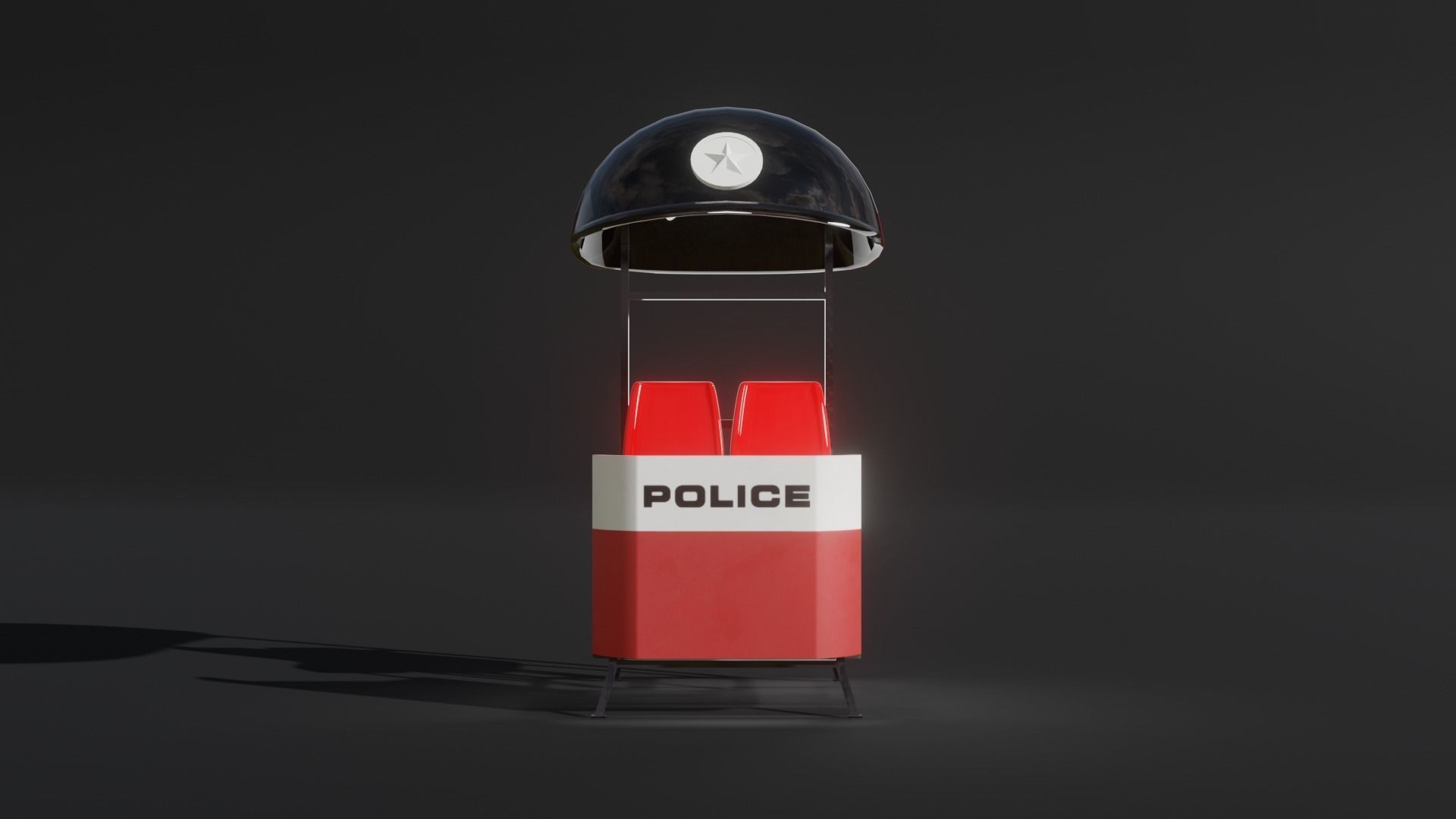 Police booth 3D model Low-poly 3D model_3
