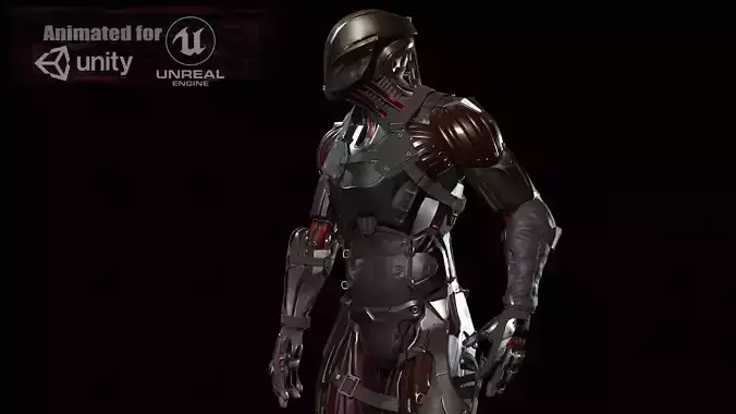CyberNinja Low-poly 3D model