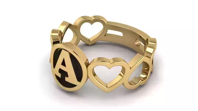 Alphabet Heart Ring A 3D print model