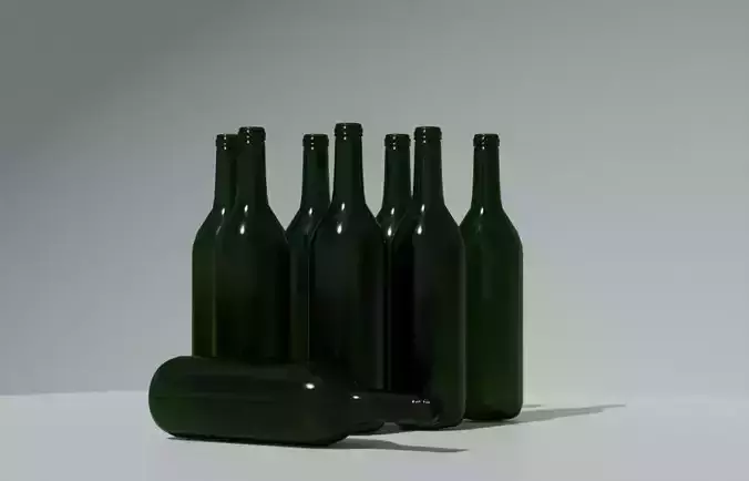 Glass Wine Bottle-Game Ready-With materials