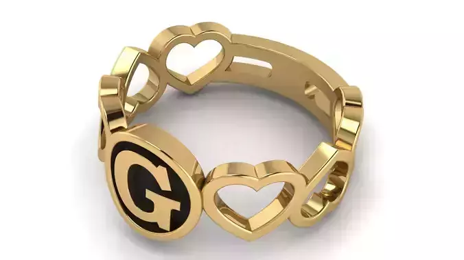 Alphabet Heart Ring G 3D print model