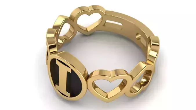 Alphabet Heart Ring I 3D print model
