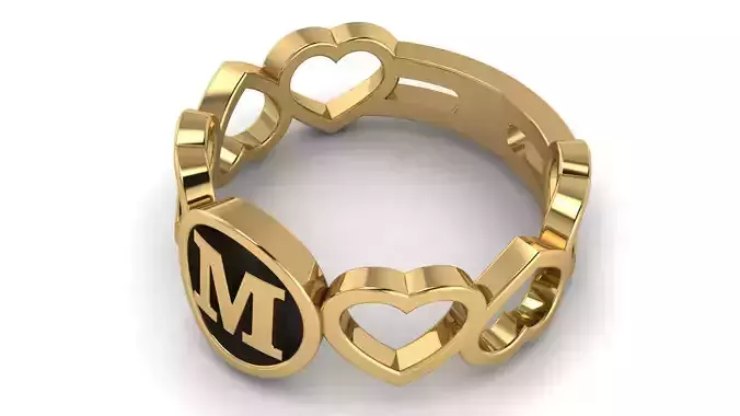 Alphabet Heart Ring M 3D print model