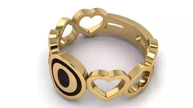 Alphabet Heart Ring O 3D print model