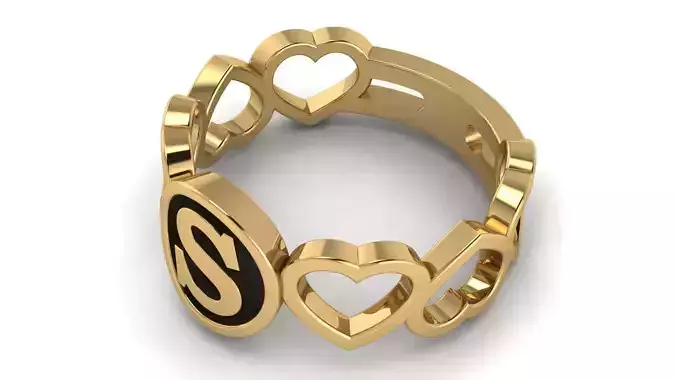Alphabet Heart Ring S 3D print model