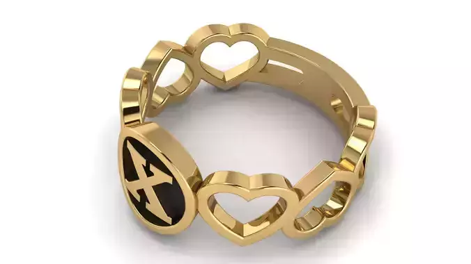 Alphabet Heart Ring X