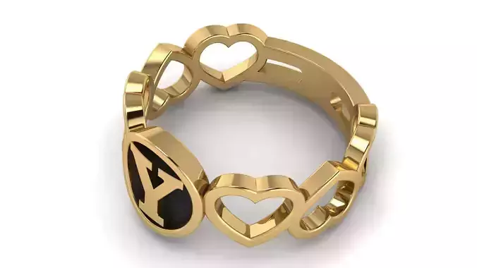 Alphabet Heart Ring Y