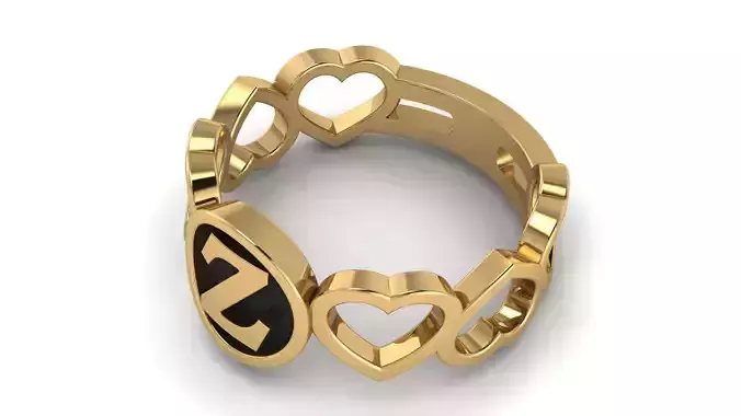 Alphabet Heart Ring Z