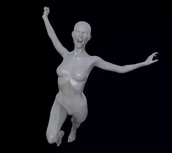 Female aggressive dramatic leap 002 3D model