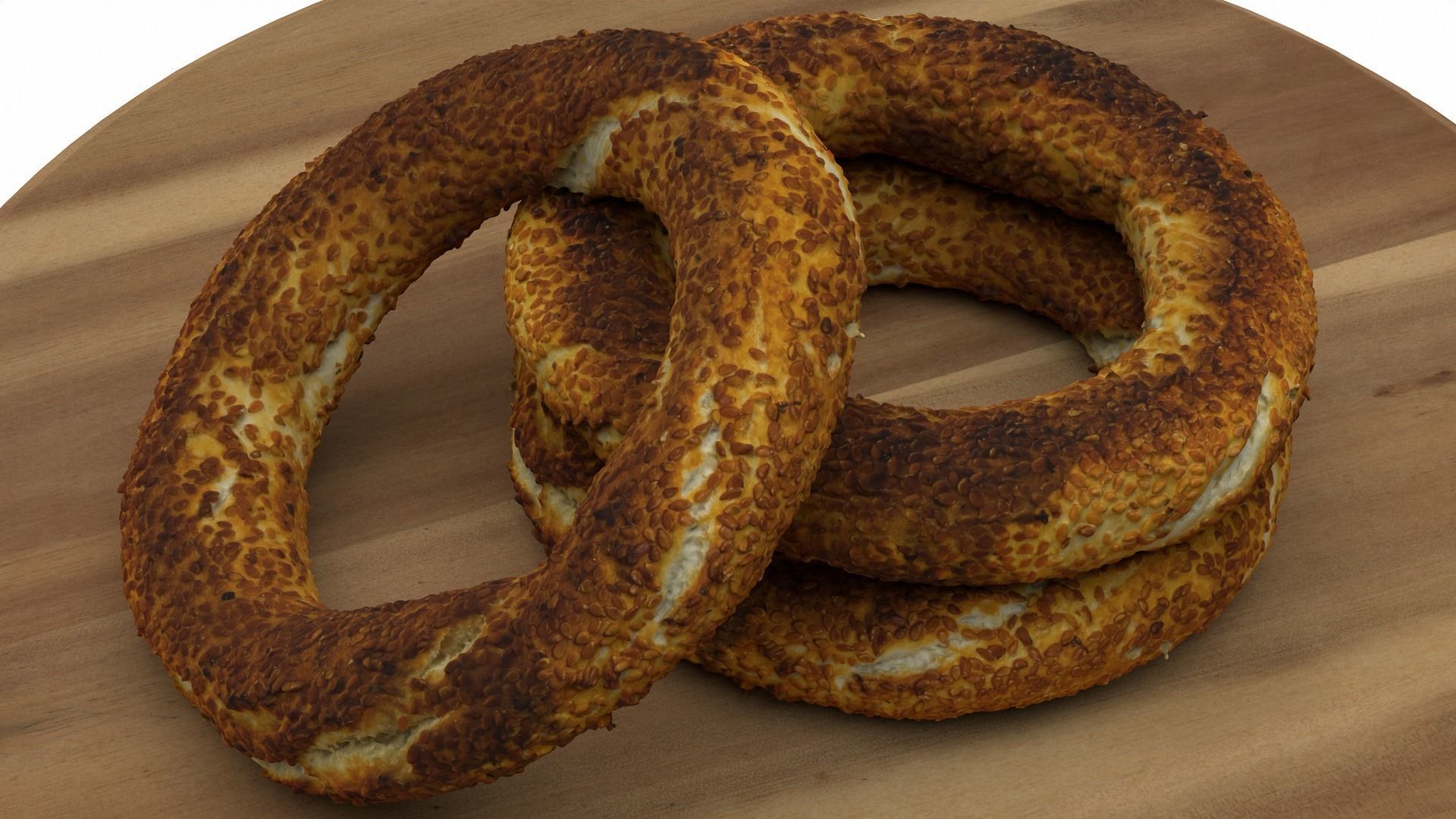 Sesame bread ring Low-poly 3D model_2