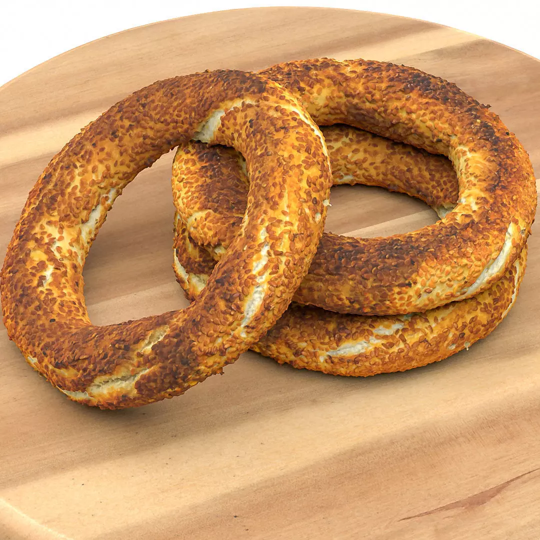 Sesame bread ring Low-poly 3D model_0