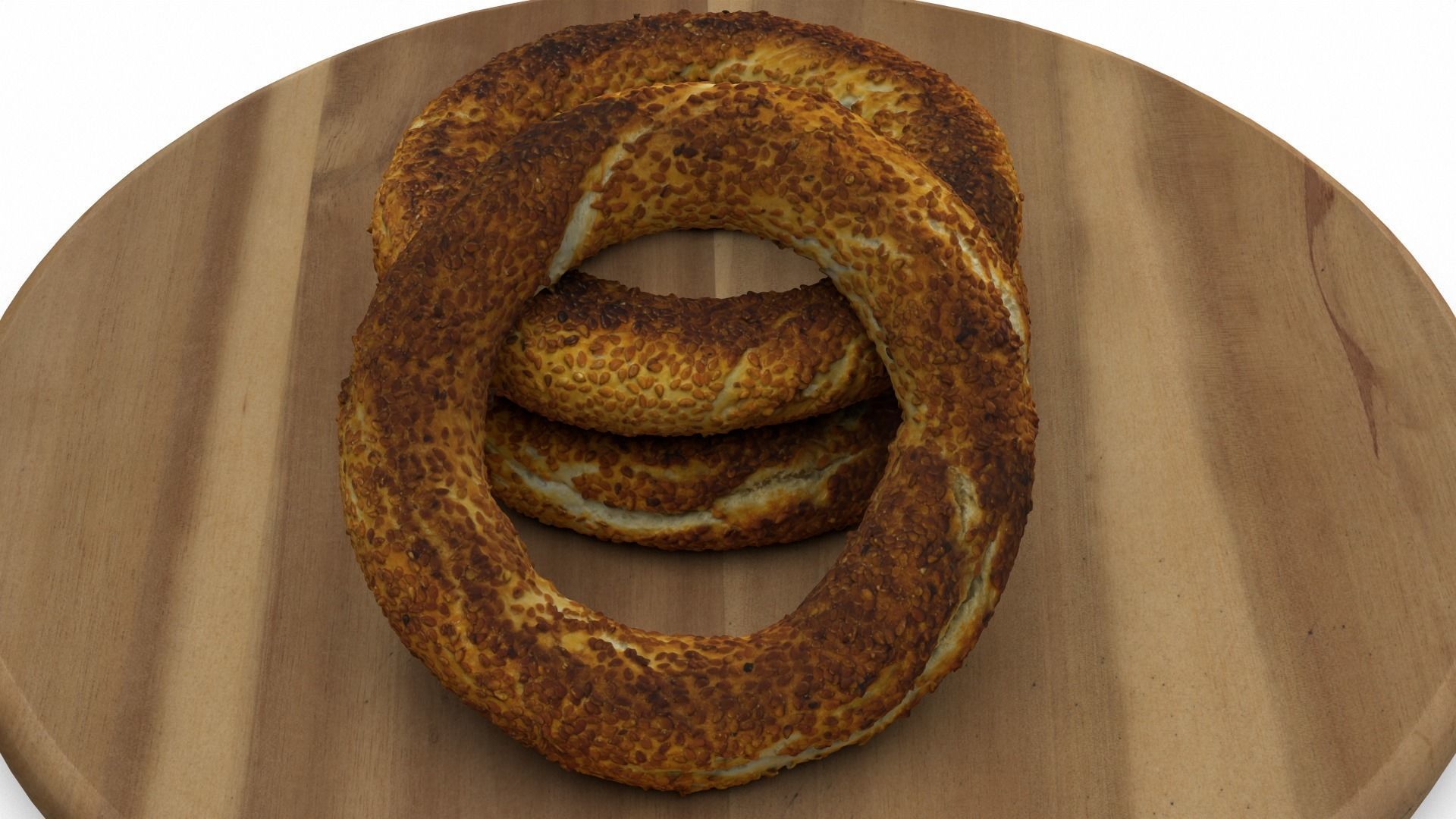 Sesame bread ring Low-poly 3D model_7