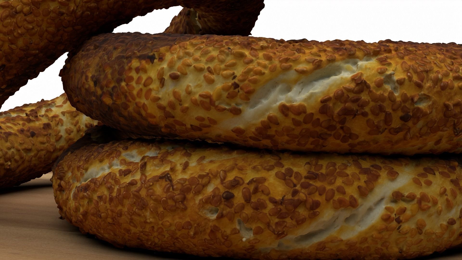 Sesame bread ring Low-poly 3D model_6
