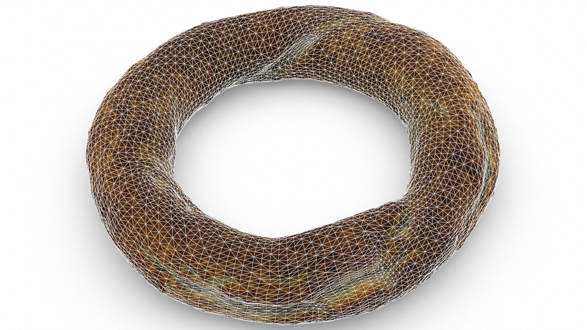 Sesame bread ring Low-poly 3D model_8
