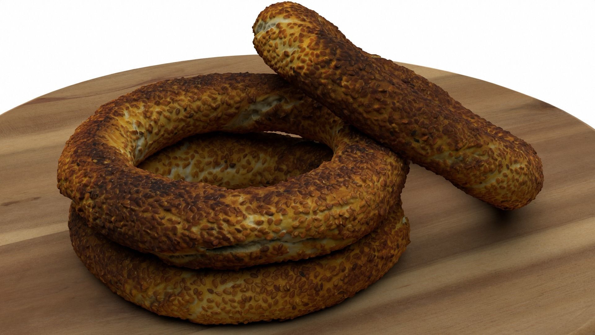Sesame bread ring Low-poly 3D model_5