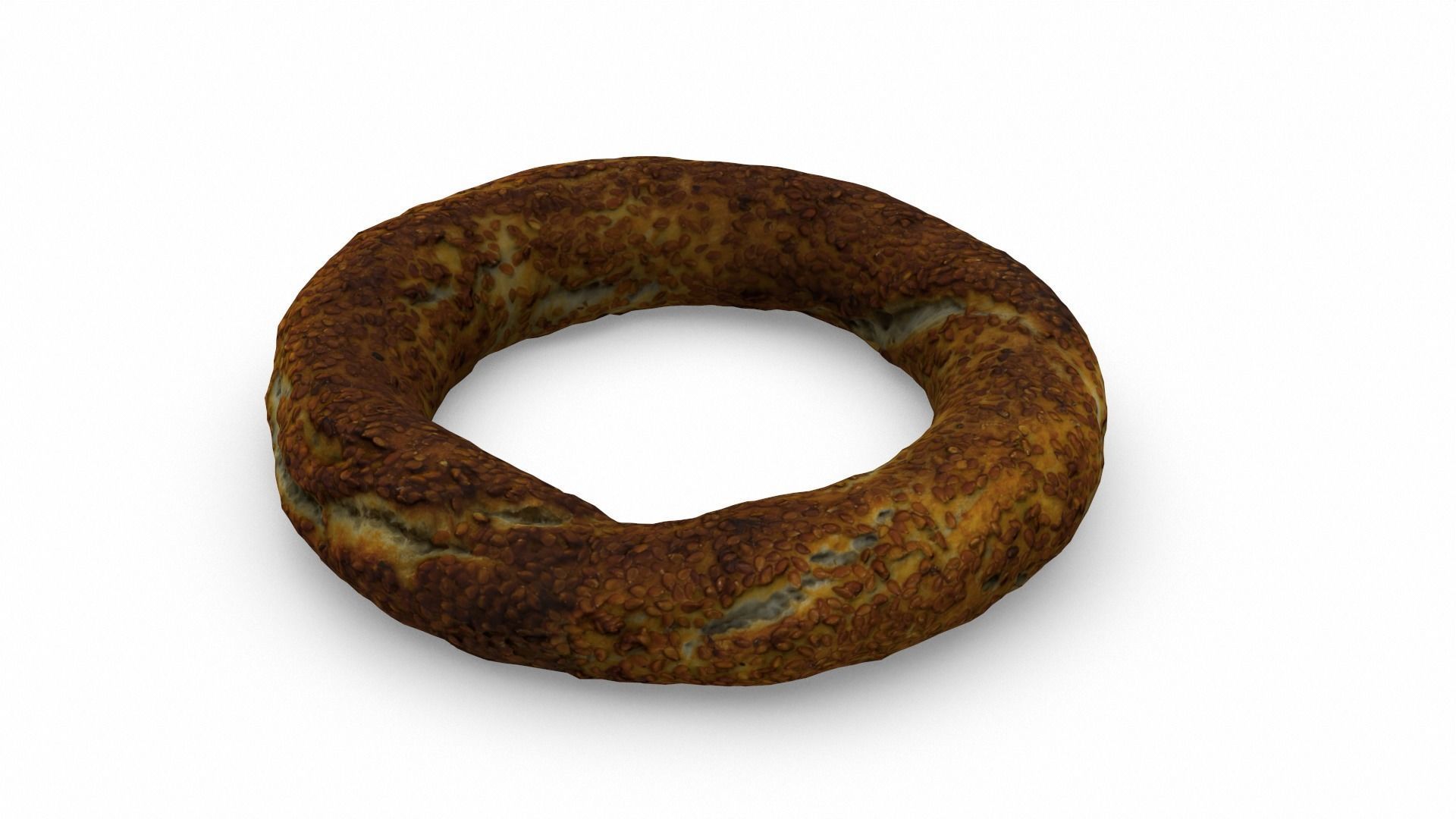 Sesame bread ring Low-poly 3D model_9