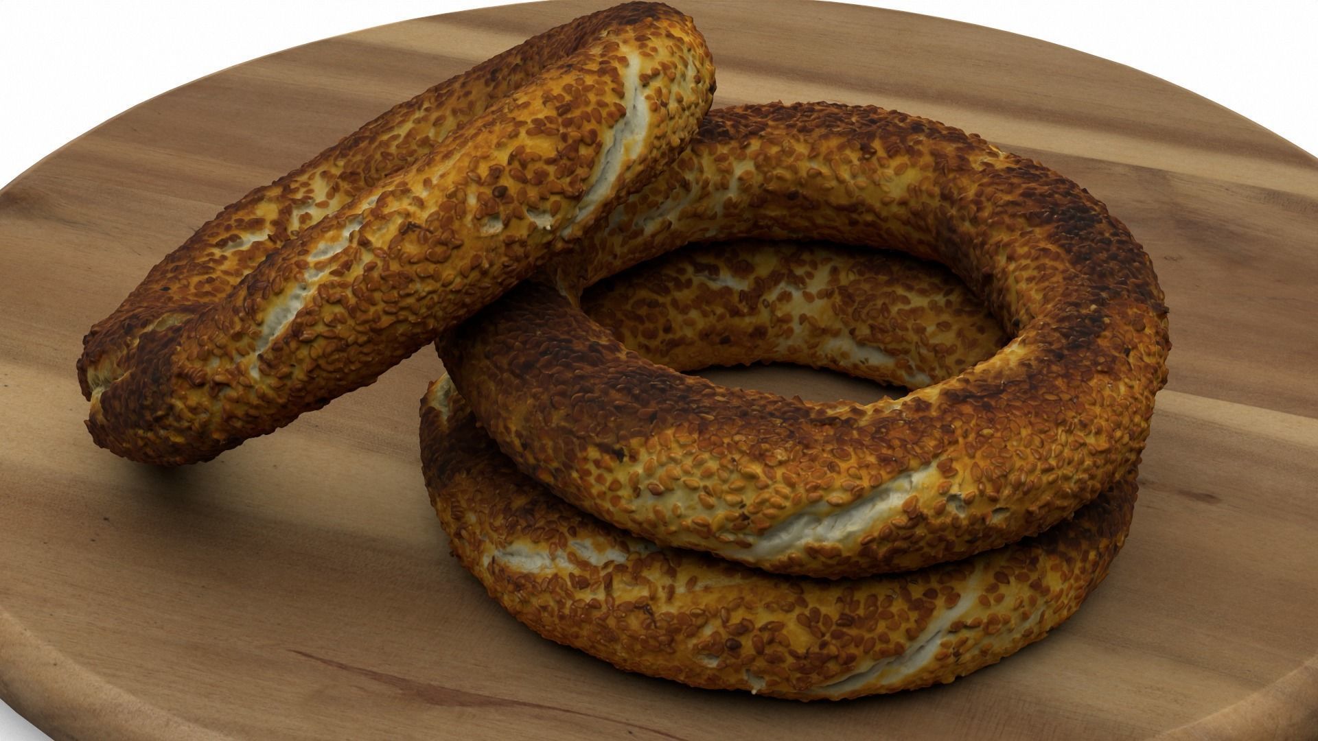 Sesame bread ring Low-poly 3D model_3