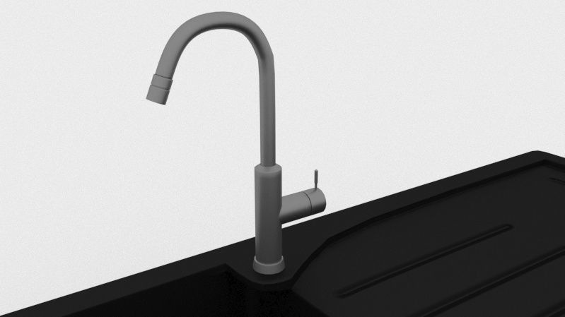 Kitchen sink and faucet 3D model_3