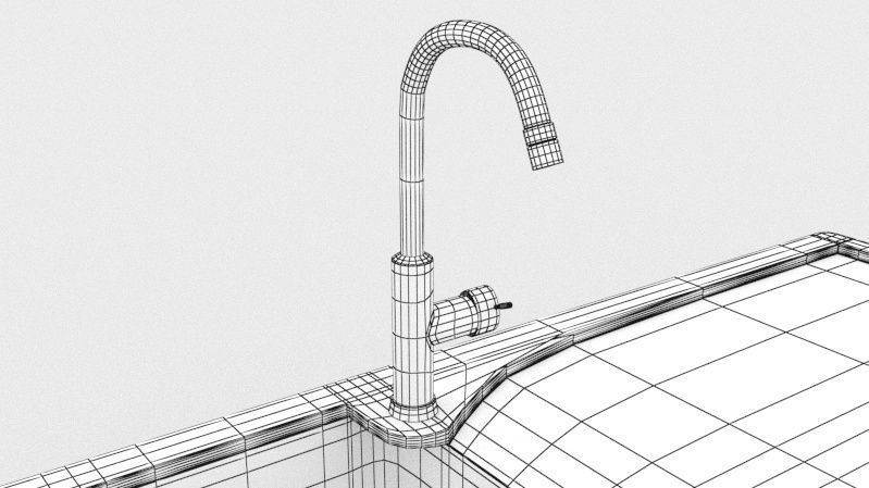 Kitchen sink and faucet 3D model_5