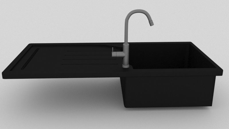 Kitchen sink and faucet 3D model_2