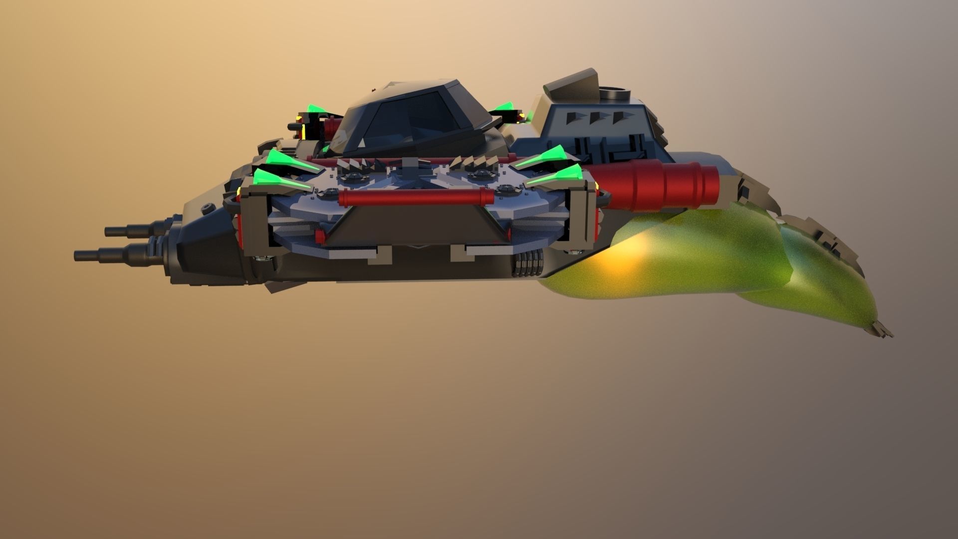 SpaceShip  Low-poly 3D model_6
