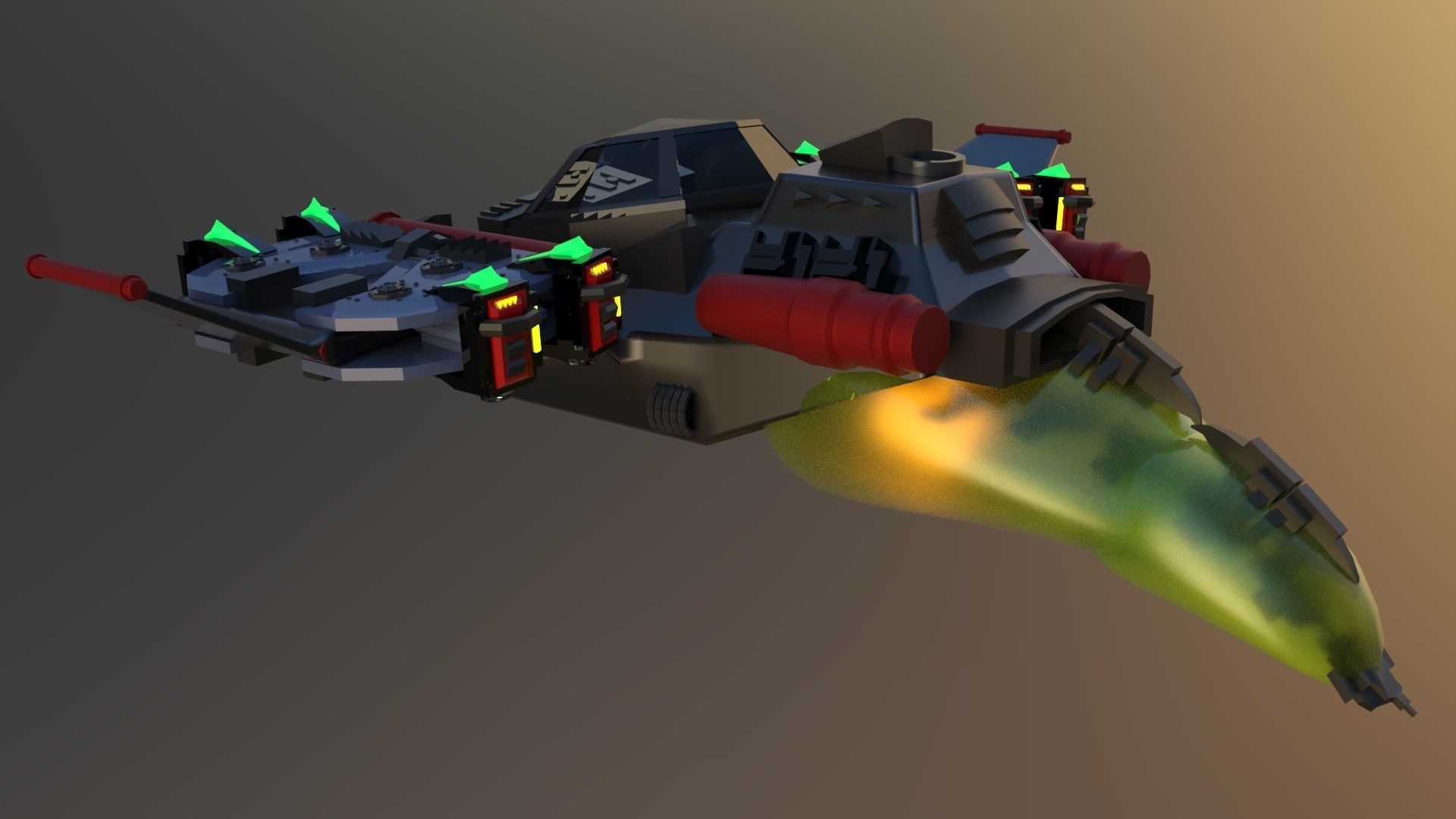 SpaceShip  Low-poly 3D model_5