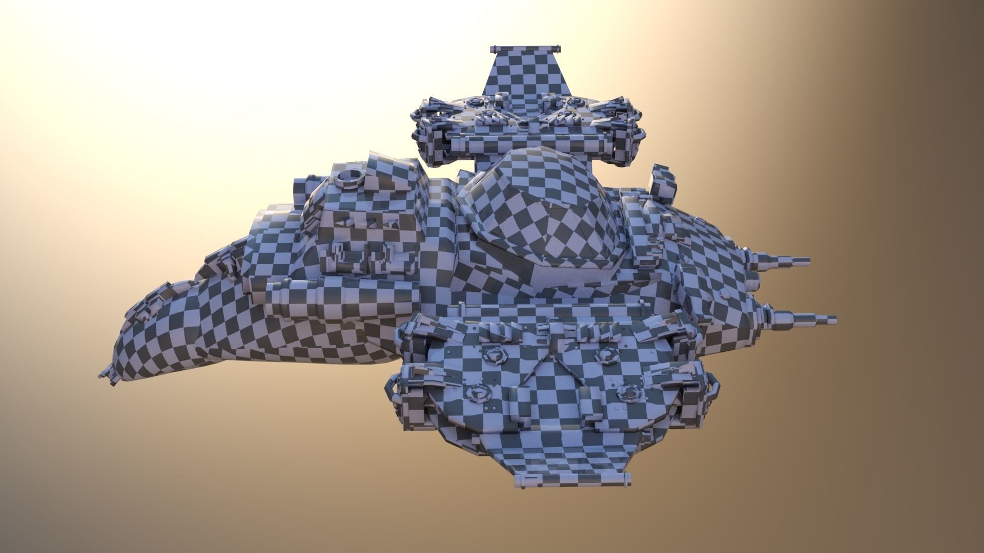 SpaceShip  Low-poly 3D model_16