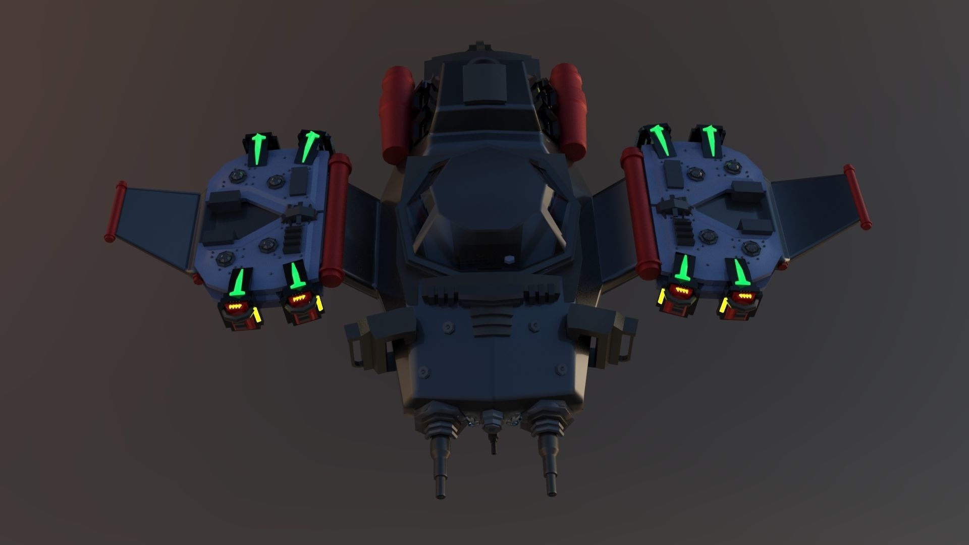 SpaceShip  Low-poly 3D model_2