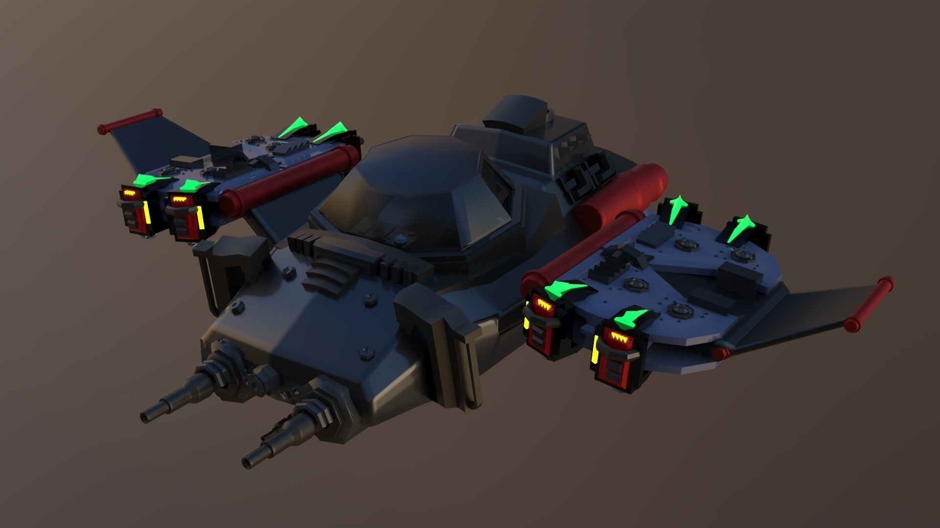 SpaceShip  Low-poly 3D model_3