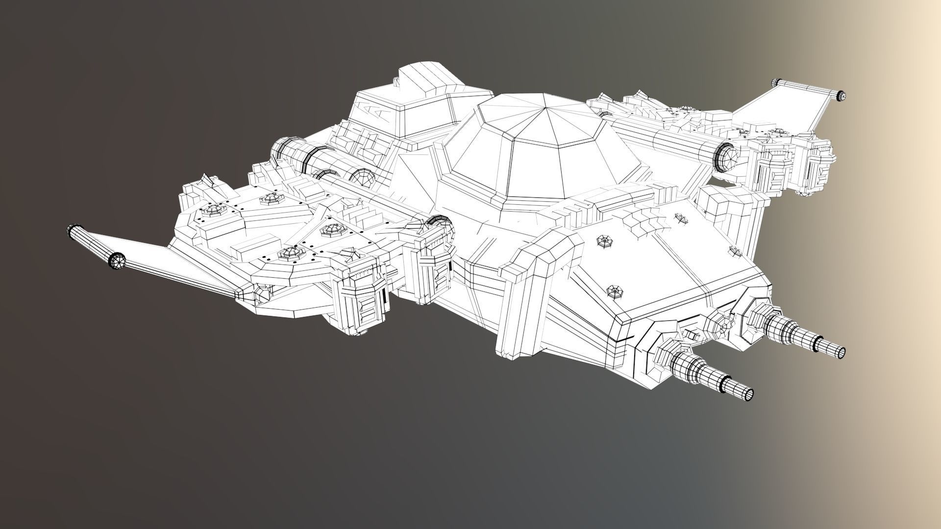 SpaceShip  Low-poly 3D model_19