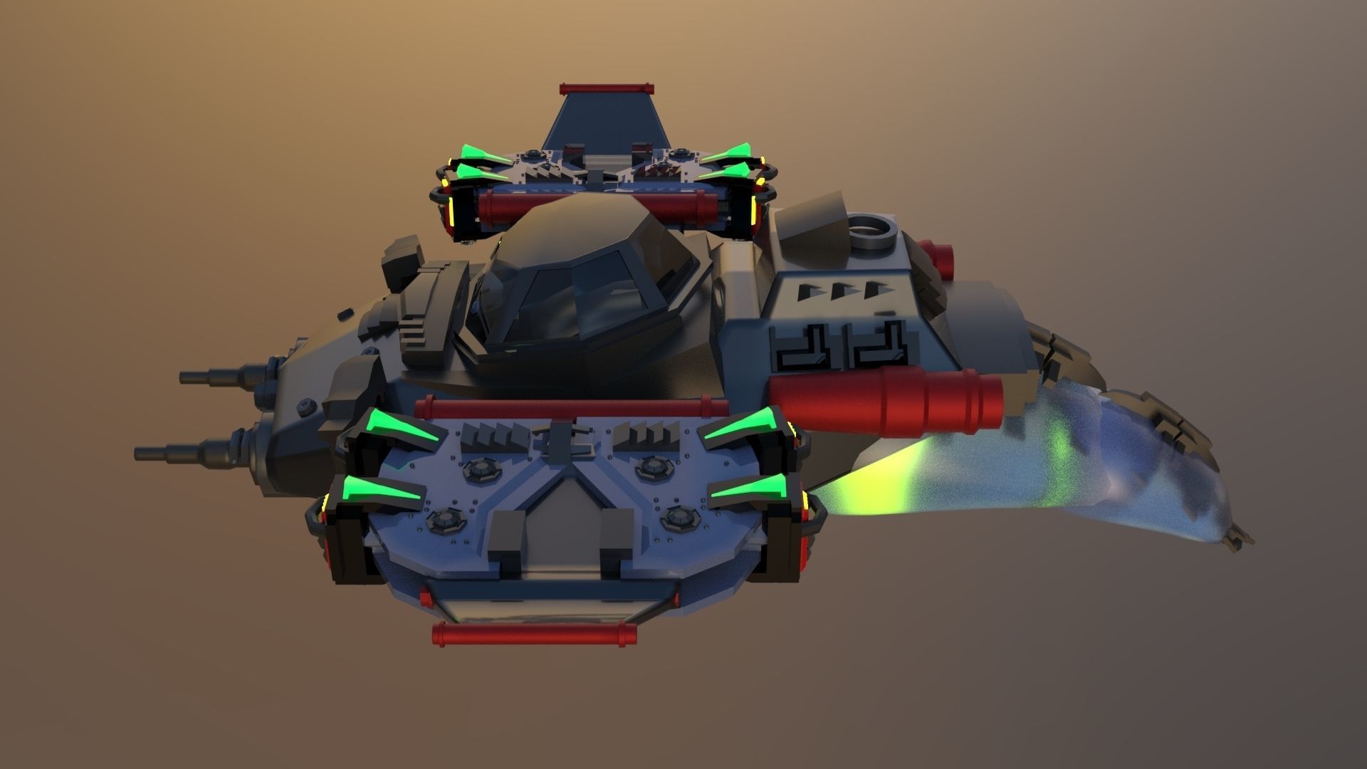 SpaceShip  Low-poly 3D model_4