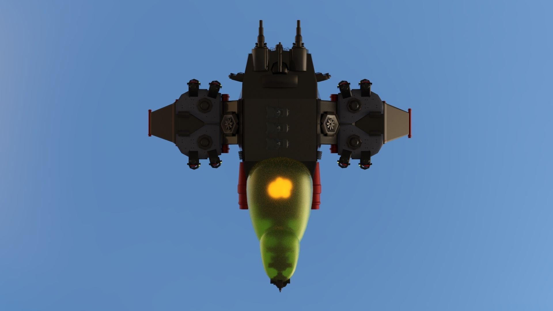 SpaceShip  Low-poly 3D model_10