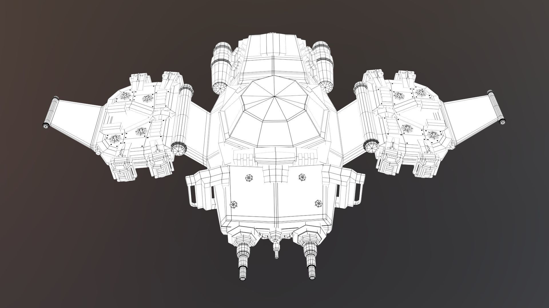 SpaceShip  Low-poly 3D model_18