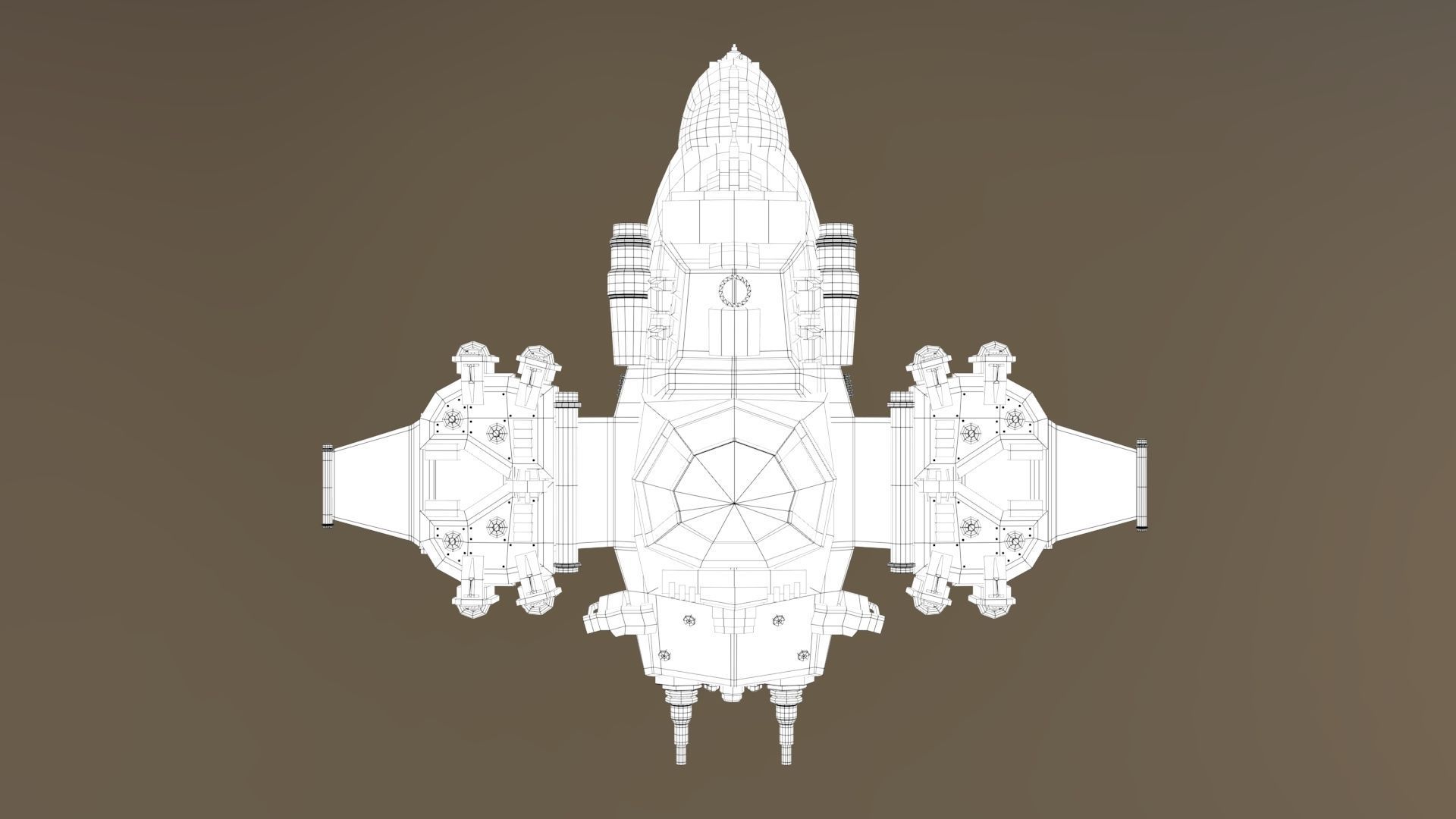 SpaceShip  Low-poly 3D model_21