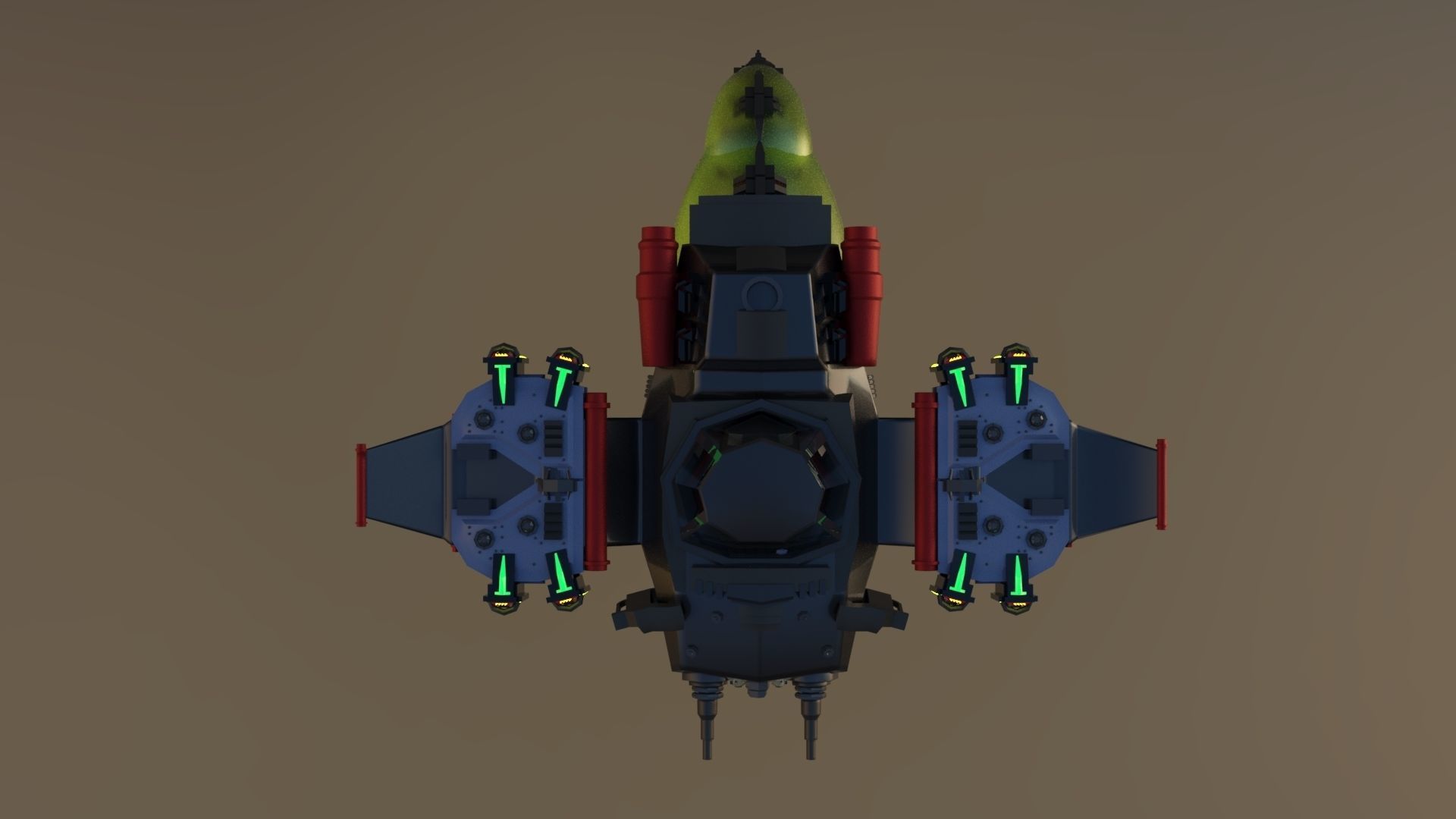SpaceShip  Low-poly 3D model_9