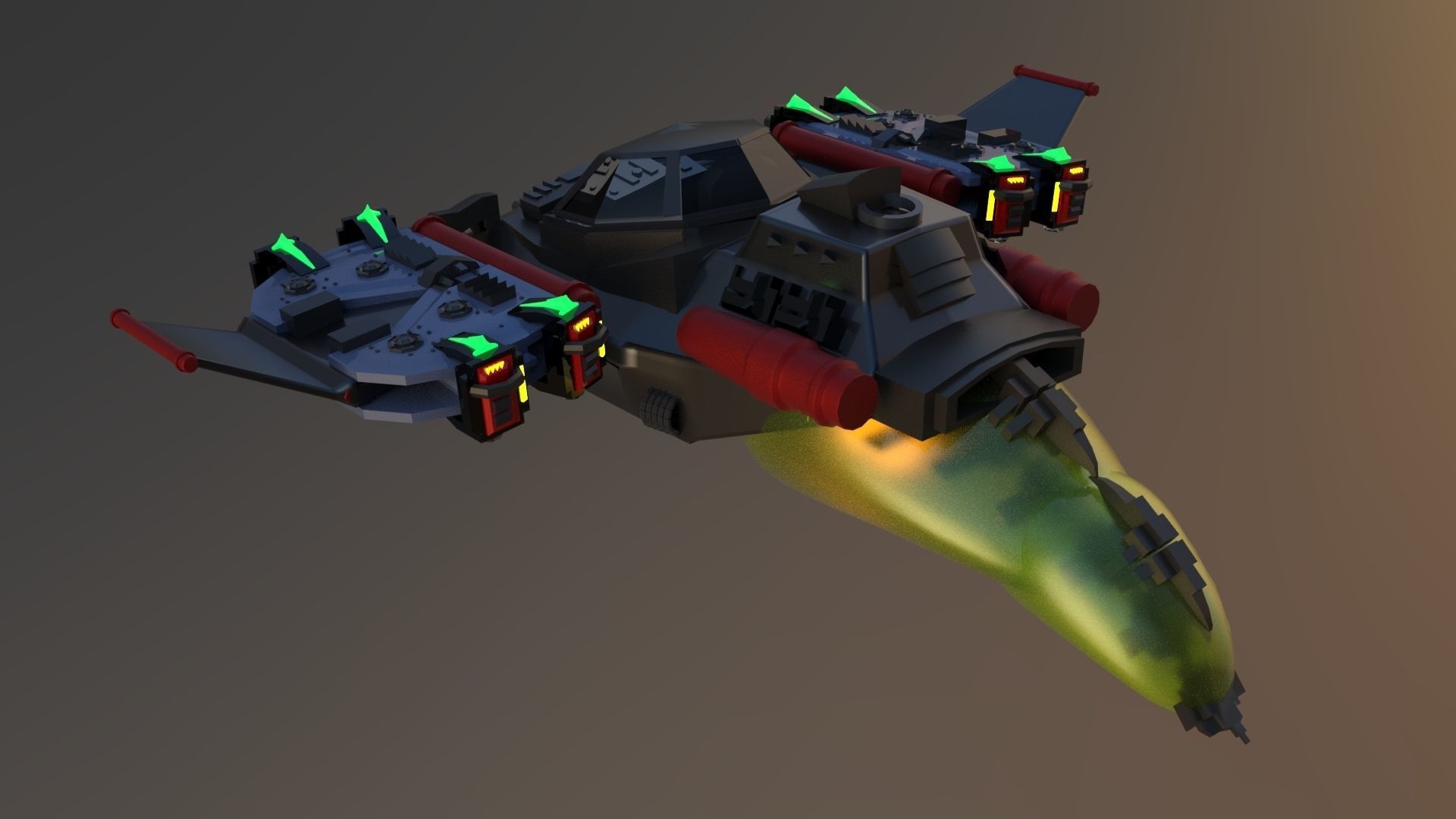 SpaceShip  Low-poly 3D model_7