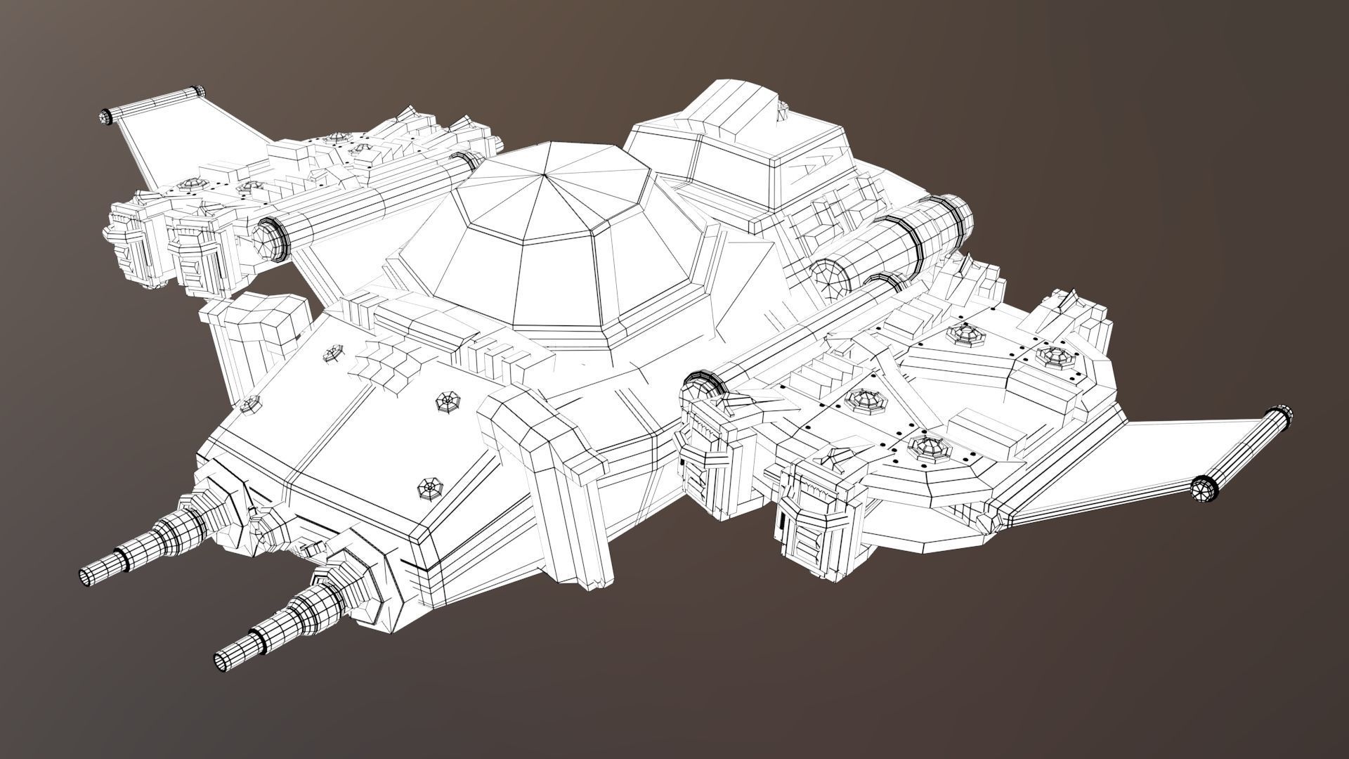 SpaceShip  Low-poly 3D model_17